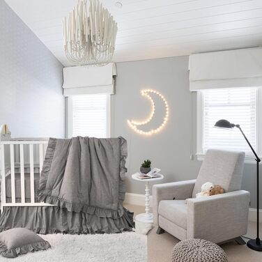 Спідниця Brandream Boho для хлопчика/дівчатка з рюшами для дитячого ліжечка/ліжечка - нейтральний однотонний сірий колір, фермерський шик, 100 прана бавовна - сірий з 4 сторін