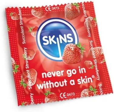 Презервативи Premium Skins зі смаком полуниці, велика коробка Ультратонкі ароматизовані презервативи для орального та вагінального сексу Презервативи з екстра ароматизованим мастилом для додаткового задоволення 100 шт.