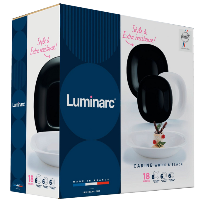 Сервіз столовий Luminarc Carine Black&White, 18 предметів (6773529)