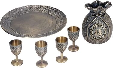 Турецький чайний сервіс у вінтажному стилі з цинкового сплаву з рельєфним малюнком та вишуканим дизайном, стійкий до вицвітання та надзвичайно довговічний турецький кавовий сервіс з чашками для декору дому