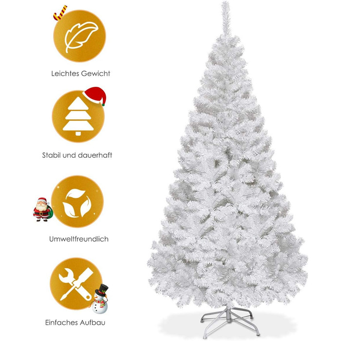 Штучна ялинка з металевою підставкою 150 см біла COSTWAY