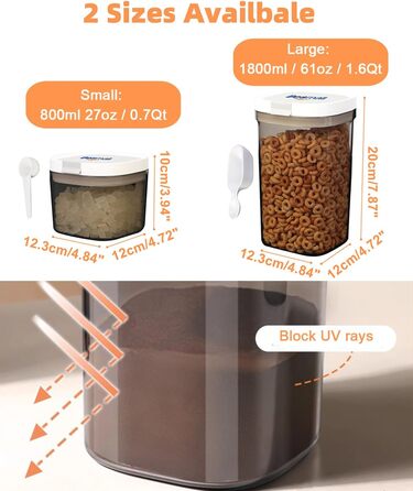 Герметичні контейнери для зберігання з кришками, контейнери типу шейкера з ложками, контейнери для зберігання сухих продуктів, кухонне приладдя, таке як крупи, борошно, кава, кавові зерна, та кавові коробки для дорослих, набір з 3 предметів (3 шт.) 1 x 18