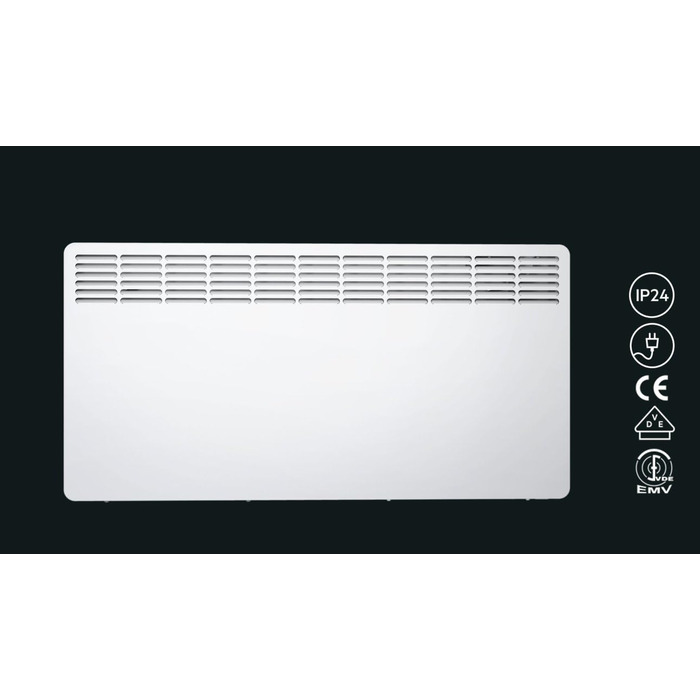 Настінний конвекторний обігрівач AEG WKL 2005 для площі приблизно 20 м, 2000 Вт, 5-30 C, настінний, РК-дисплей, тижневий таймер, металевий, Ecodesign 2018, 236535 для площі приблизно 25 м, металевий корпус без 120-хвилинного таймера