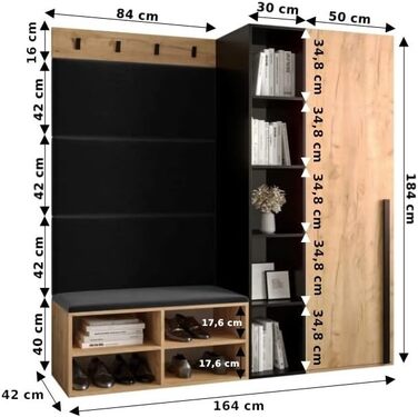 МЕБЛІ КРИСПІЛЬ Шафа-купе MIRO Комплект 1 з м'якими панелями Сучасний дизайн (Маніла 16 (сірий), Дуб крафт-золото чорний матовий) Д