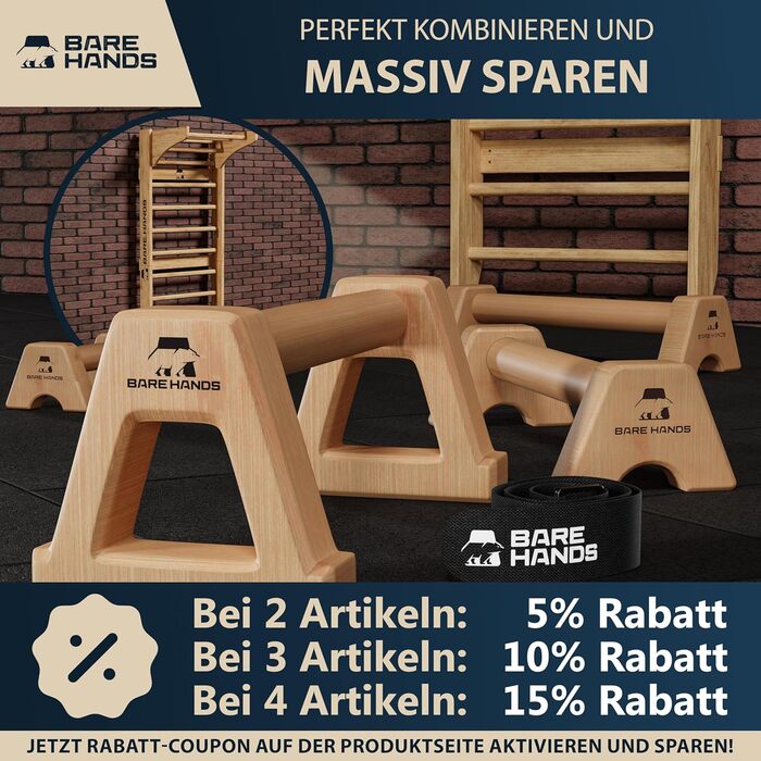 Ручки для віджимань BARE HANDS 2 дерев&39яні ручки для віджимань, що не ковзають та не захищають суглоби модель обладнання для калістеніки S