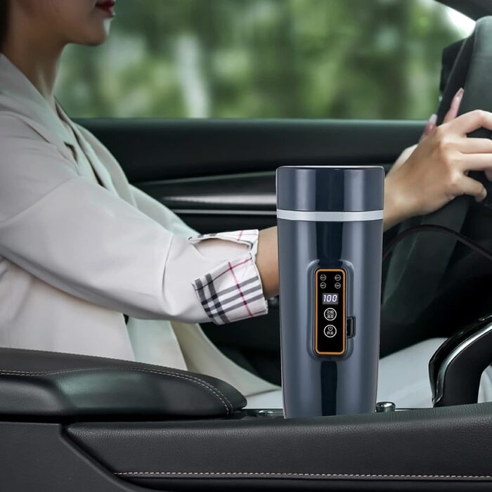 Чайник Дорожній чайник 12В 350мл Швидкий чайник Двошаровий термос з нержавіючої сталі для приготування молока, кави та чаю (80Вт ч