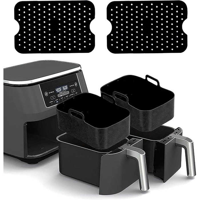 Силіконова форма для двозонної фритюрниці Ninja Foodi Max AF400EU AF300EU, багаторазова 2 шт. силіконовий килимок для випічки Аксесуари для фритюрниці замість паперу для випічки у фритюрниці, 2 шт.