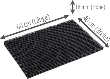 Килимок для садових дверей, стійкий до атмосферних впливів - Антрацит 40 x 60 см - Килимок для вуличного використання, що вловлює бруд - Килимок для дверей, що легко чиститься - Пластикова щетина, висота 1,4 см, 40 x 60 см (прямокутний), антрацит