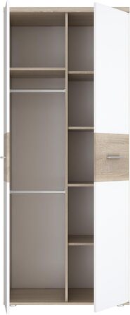 Гардероб Forte WINNIE 80, сучасна шафа, дитяча шафа, спальня, скандинавський стиль, 2-дверна, декор дуба сонома/білий, 80 см завширшки x 189 см заввишки x 53 см завглибшки