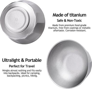 Титанова кемпінгова чаша iBasingo 800 мл, легка, з подвійними стінками, для походів на свіжому повітрі, стійка до опіків, іржі, портативна, для походів, подорожей, дому (срібляста) Ti1175T 800 мл срібляста Ti1175t