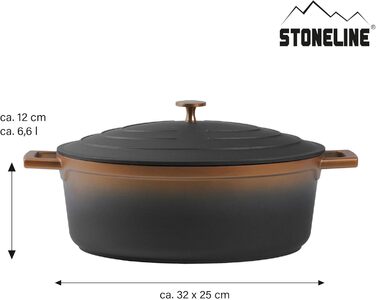 Каструля для запікання з кришкою індукційна 32 см, 6,6 л, лита алюмінієва каструля, покрита частинками справжнього каменю, каструл