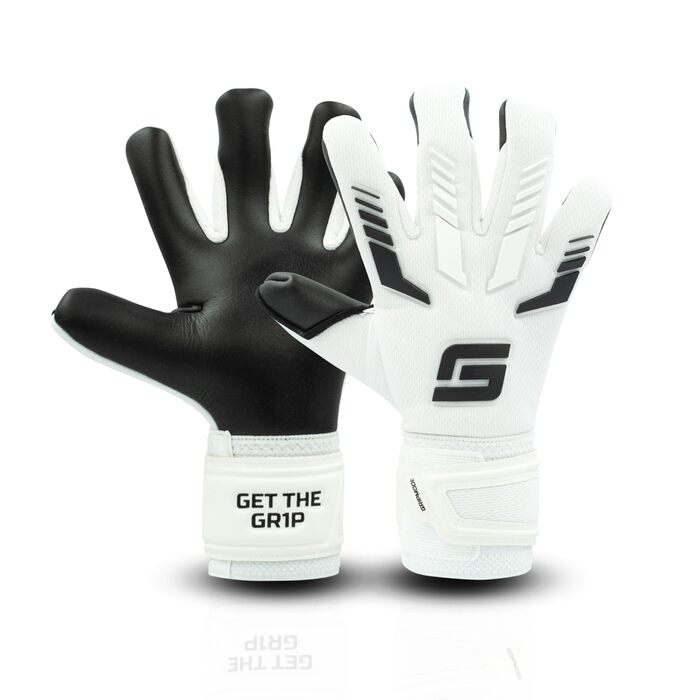 Воротарські рукавички для дітей, юніорські, білі 2.0 - Воротарські рукавички з великою ловною поверхнею - Футбольні воротарські рукавички з 3-міліметровим латексом Griptec для додаткового зчеплення - Розмір 4-6, білі 5