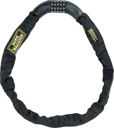 Замок ланцюговий Burg Wchter Vierkantkette, кодовий замок для велосипеда, мотоцикла, електросамоката та садових меблів, 90 см, чорний (280 C 90)