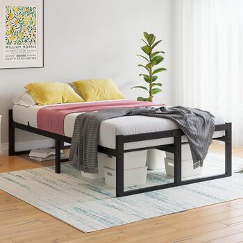Ліжко 120x200 см, Каркас ліжка 120x200 з металевою рейковою основою, Металеве ліжко 120x200 см з місцем для зберігання - висота 32 см, Гостьове ліжко, Двоспальне ліжко, Пружинний матрац не потрібен, Чорний каркас ліжка 120 x 200 см