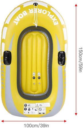 Надувний човен KIMISS, Дитячий надувний човен, Надувний, Жовтий, ПВХ, Каное, 1 особа, Весловий човен, Риболовля, Дрифт, Дайвінг