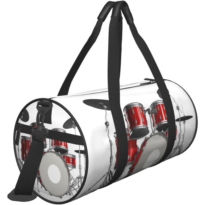 Дорожня сумка з принтом губ у чорно-білу смужку, кругла форма, великий об'єм, легка та міцна, чудовий подарунок для походів, відпустки, ділових поїздок та іншого, стильний дизайн барабанної установки.