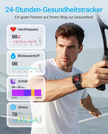 Розумний годинник для чоловіків та жінок з функцією телефону, фітнес-годинник 1,85 дюйма, понад 100 спортивних режимів, фітнес-трекер з моніторингом серцевого ритму/SpO2/сну, крокомір, водонепроникний спортивний годинник IP68 для iOS та Android, металевий