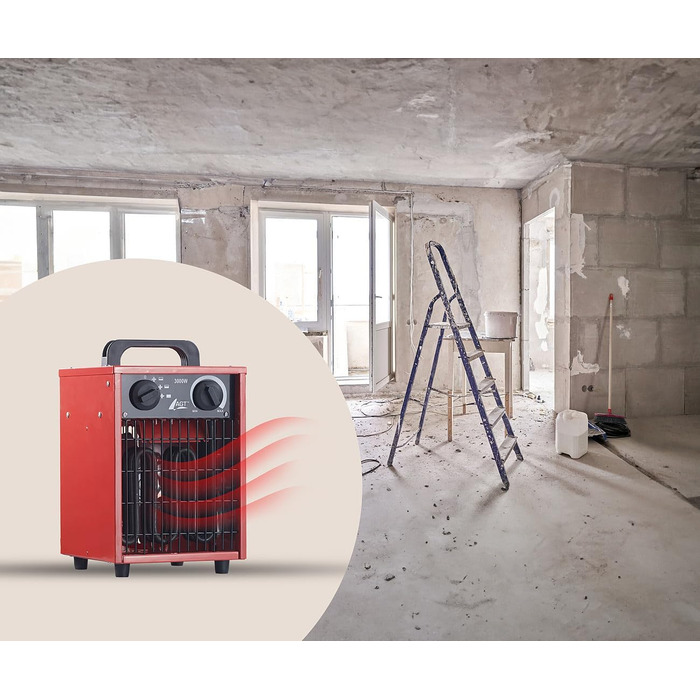 Обігрівач для будівельного майданчика AGT Професійний промисловий електричний обігрівач потужністю 3000 Вт та 3 режимами нагріву (обігрівач для будівельного майданчика, майстерні 230 В, електричний будівельний обігрівач) 1 пристрій, 3000 Вт та 3 режими на