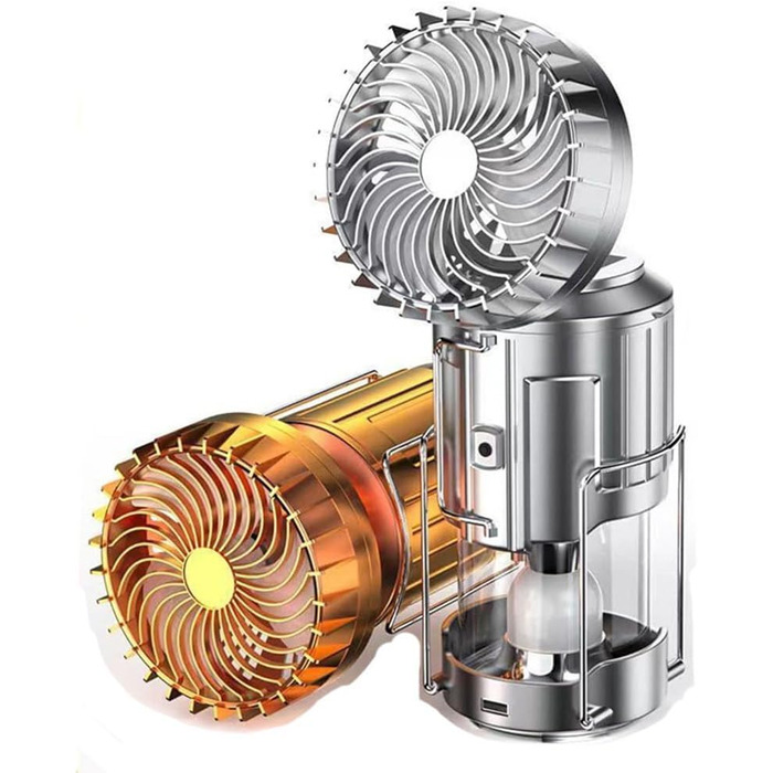 Портативний світлодіодний кемпінговий ліхтар Civicy 5-в-1 з USB-живленням для економії енергії, виготовлений з ABS-пластику, з сонячною батареєю та зарядкою від USB, сріблястий