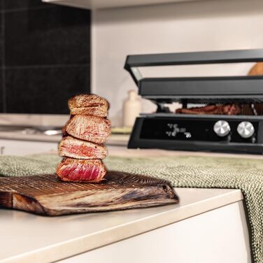 Електрогриль Cecotec Rockn'Grill Bistro зі знімними панелями 2400 Вт, сенсорне керування, незалельне регулювання температури панелей, бездимове та здорове приготування, з термощупом у комплекті