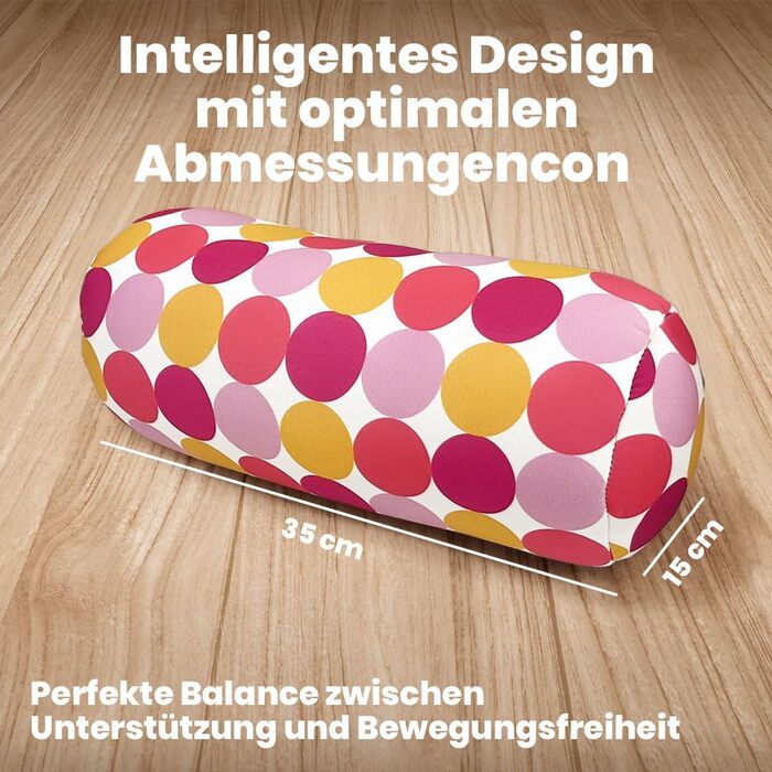 Кругла релаксаційна антистресова подушка Знімає тиск на шийний відділ хребта Наповнена дрібними комфортними намистинами М&39яка тканина з лайкри Можна прати в пральній машині 35 x 15 см Троянди