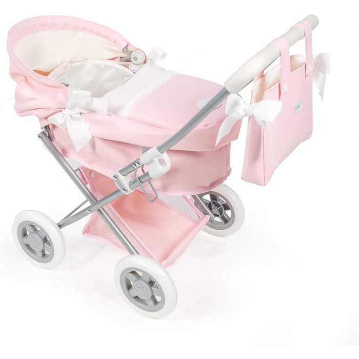 Маленька коляска зі штучної шкіри рожева лялькова коляска la, S, 65049