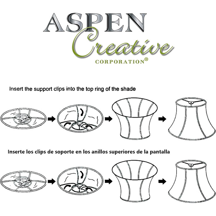 Абажур-павук Aspen Creative 38001, конусної форми, бежевий, 45.7 см (22.9 x 45.7 x 33 см), складаний