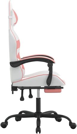 Ігрове крісло з підставкою для ніг, біла та рожева штучна шкіра, офісне крісло, ігрове крісло, ігрове крісло, стілець для столу, обертове крісло