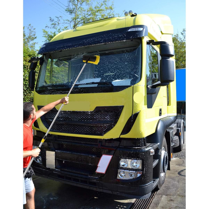 Німеччина Щітка для миття автомобілів з телескопічною ручкою, що висувається на 130-300 см, з вимикачем, м'яка щетина, алюмінієва