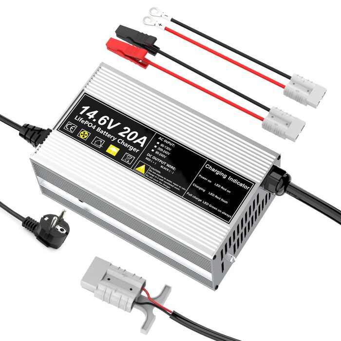 Зарядний пристрій LiFePO4 14,6 В 20 А для літій-залізофосфатних акумуляторів 12 В (12,8 В), швидка зарядка, захищає акумулятор