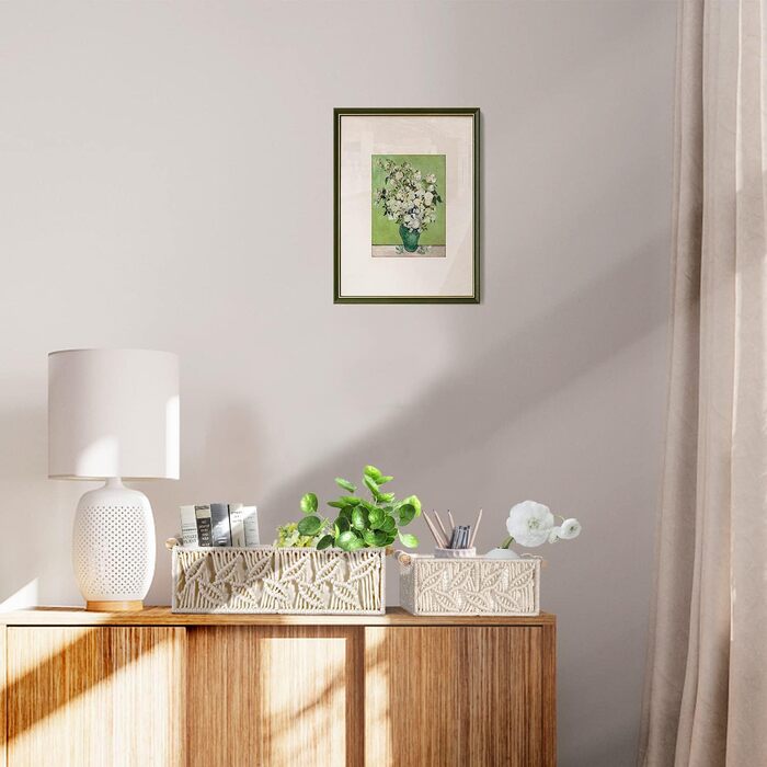 Набір кошиків для зберігання речей у ванній кімнаті ANZOME з 3 предметів у стилі бохо - плетені кошики макраме з дерев&39яними ручками та тканинною основою - декоративний органайзер для туалетного паперу, пеленального столика та рушників для гостей, колір