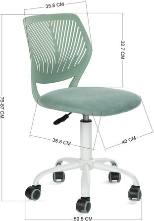 Крісло для домашнього офісу FurnitureR, ергономічне обертове крісло з регульованою висотою та коліщатками, сучасне комп&39ютерне крісло для навчання та офісу, тканина Morandi кольору Aqua, Крісло для домашнього офісу