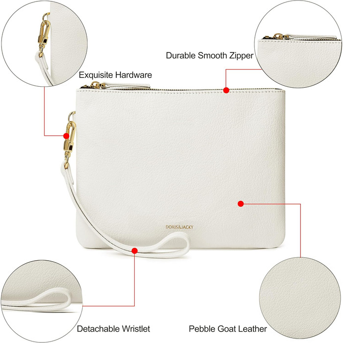 Клатч-гаманець жіночий зі шкіри ягняти, великий, м'який, дизайнерський з ремінцем, колір - світло-бежевий