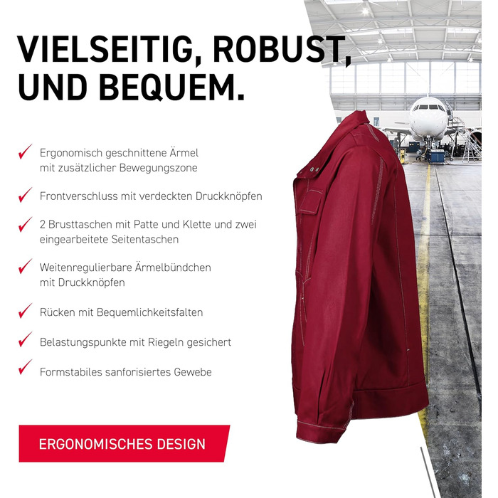 Робочий одяг ORGANIQ Робоча куртка бордовий Розмір 98 3XL бордовий
