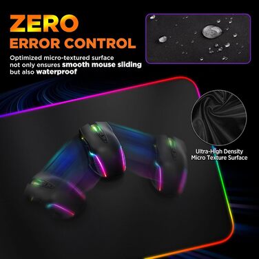 Килимок для миші Gimars Upgrade Gaming RGB, бездротова швидка зарядка 15 Вт, 800x300x5 мм, XXL килимок для миші з 10 кольорами світлодіодного підсвічування, великий світлодіодний килимок для миші, ігровий аксесуар з гладкою поверхнею, нековзна гумова осно