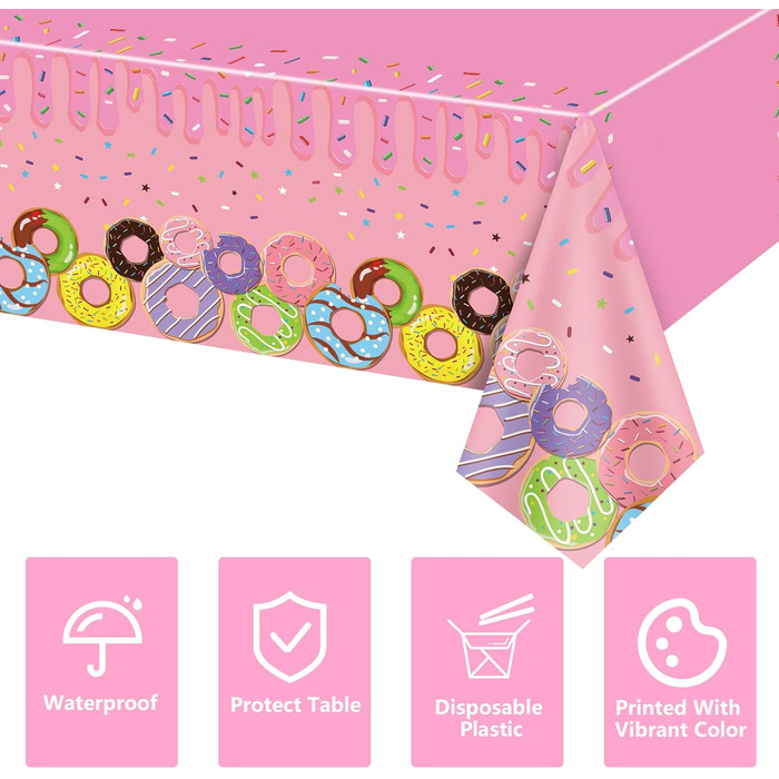 Пакети скатертини для пончиків, прямокутна скатертина для пончиків 220х130 см, тематичні прикраси для дитячого дня народження, веч