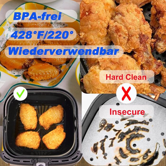 Мм потовщена силіконова форма для фритюрниці 5-7,5 л, силіконова форма для випічки фритюрниці 21,6 см, багаторазові аксесуари Силіконовий килимок Підводка для горщиків сумісна з Cosori, Tower, Air Fryer 21,6 см, 2 шт., 5