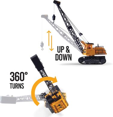 Канальний будівельний кран-трактор Top Race на дистанційному керуванні - для хлопчиків і дівчаток від 3, 4, 5, 6, 7 років, 12-
