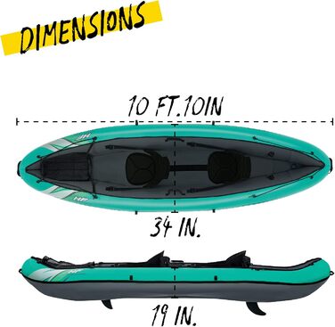 Надувний човен Bestway Hydroforce Ventura Kayak для 2 осіб з ручним насосом, веслом та сумкою для зберігання, двомісний каяк, новий