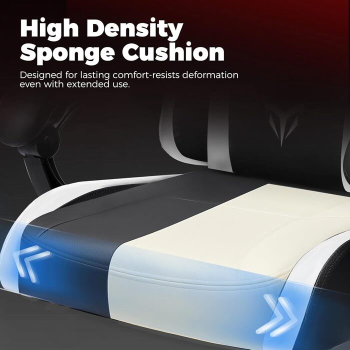 Ігрове крісло GTPLAYER, ергономічне офісне крісло, регульований підголівник та поперекова опора, ігрове крісло, білий колір