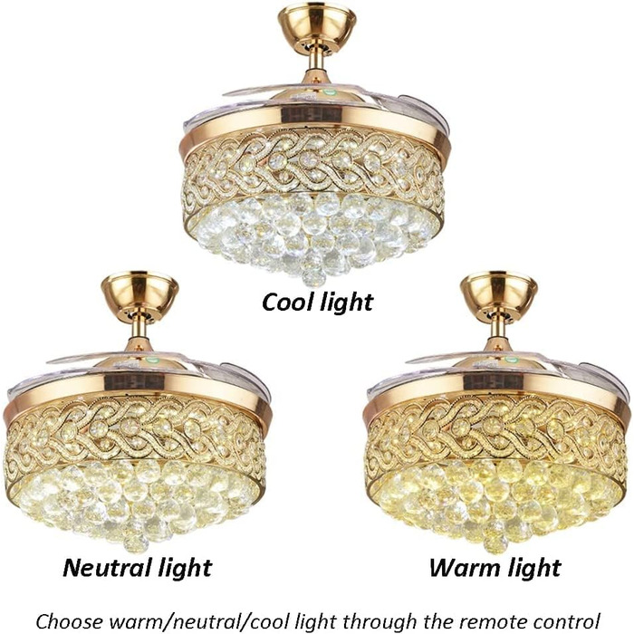 Безшумний стельовий вентилятор кришталевий стельовий вентилятор з підсвічуванням, висувна, невидима люстра, стельовий вентилятор з