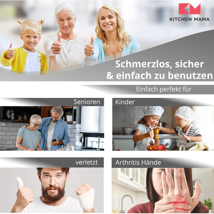 Електричний консервний нож Kitchen Mama Mini - кишеньковий консервний нож з легким дотиком, без гострих країв, зручним для подорожей форматом і чіпким дизайном - білий