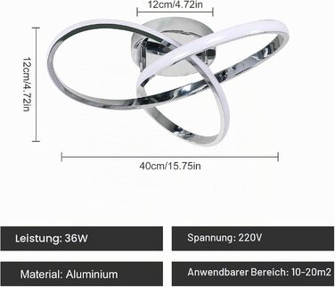 Стеля LED-світильник Comely 36W з пультом керування, сучасний дизайн, хром, 40см, сріблястий диммований (3000K-6500K)