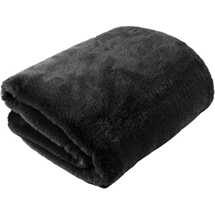 Плед для вітальні, штучне хутро, Rabbit Deluxe, 150x200 см, 750 г/м, плед зі штучного хутра (сірий), сірий, 150 x 200 см