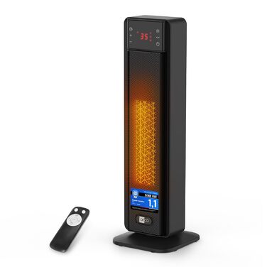 Енергозберігаючий вентилятор-обігрівач aeco EcoHeat Boost 58 см з пультом дистанційного керування, світлодіодний еко-режим 2000 Вт, 24-годинний таймер, 4 режими, тиха робота, керамічний термостат, коливання 75, захист від перегріву та перекидання, радіаці