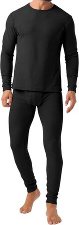 Чоловічий комплект термобілизни QIXING з флісовою підкладкою, важкий, 4-сторонній еластичний базовий шар для зимового катання на лижах, футболу, чорного кольору, розмір L