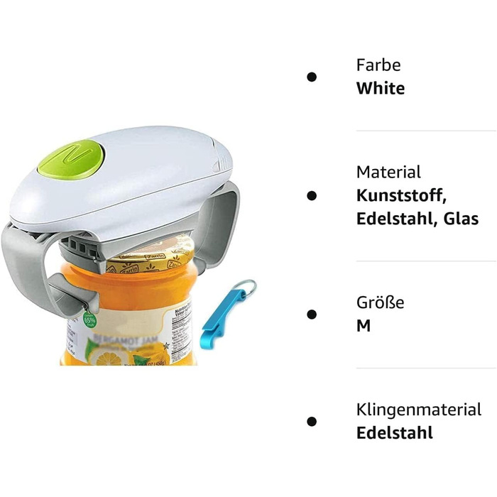 Електричний відкривач для банок Електричний відкривач для скла, ресторанний відкривач для банок, автоматичний відкривач кришки з гладким краєм для приватних осіб, артрит і домогосподарка, відкривачка для пляшок для артритних рук