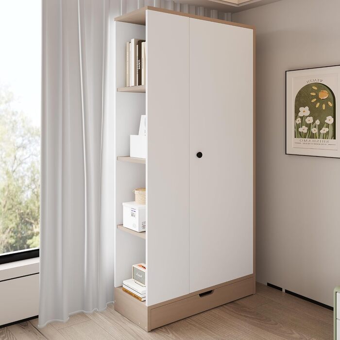 Шафа Soweiz, одностулковий дизайн, мінімалістичний стиль, міцна та стійка, з полицями та шухлядами, 70x40x170 см (біла)