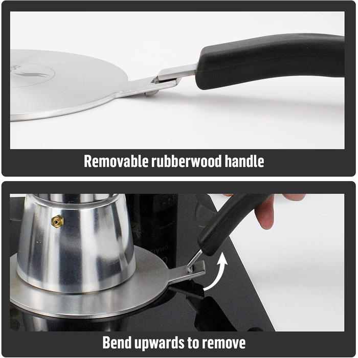 Пластина індукційного адаптера 20 см, індукційний дифузор зі знімною ручкою, індукційна плита, тепловий дифузор для кавоварок і кухонного приладдя