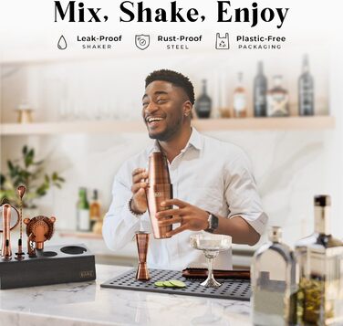 Професійний набір шейкерів для бармена Mixology з 14 предметів для коктейлів Martini (витримана мідь)